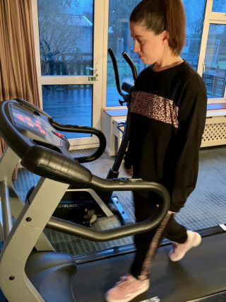 Diana takes to the treadmill to support Hugh's fundraising challenge